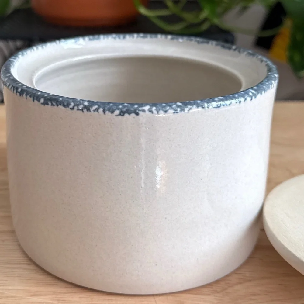 Home and Garden Party Stoneware Farmhouse Floral Pattern Butter Box With Lid